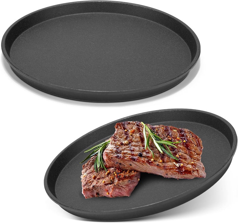 Maxdot 2 Pcs Small Cast Iron Griddle Pan 7.5'' Round Cast Iron Pizza Pan Camping Skillets Mini Carbon Steel Griddle for BBQ Cooking, Baking, Grilling, Frying, in the Oven, on the Stove or Grill, Black - Image 1