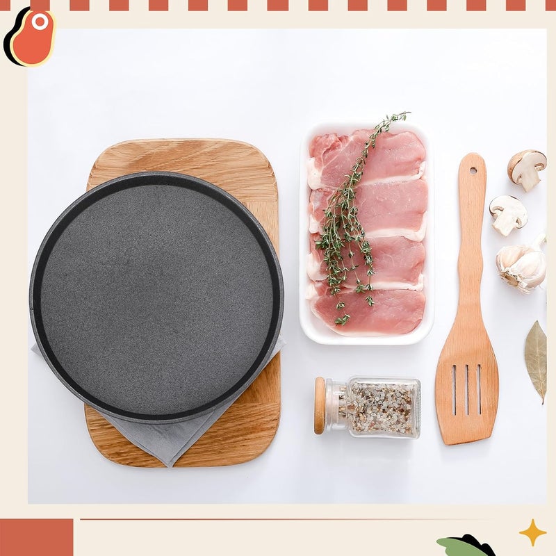 Maxdot 2 Pcs Small Cast Iron Griddle Pan 7.5'' Round Cast Iron Pizza Pan Camping Skillets Mini Carbon Steel Griddle for BBQ Cooking, Baking, Grilling, Frying, in the Oven, on the Stove or Grill, Black - Image 5
