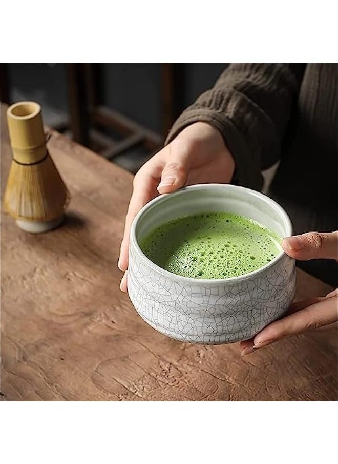 Matcha Whisk Set - Bamboo Whisk, Bowl, Scoop, Holder, Tea Sifter - Tea Making Kit in Matte Green