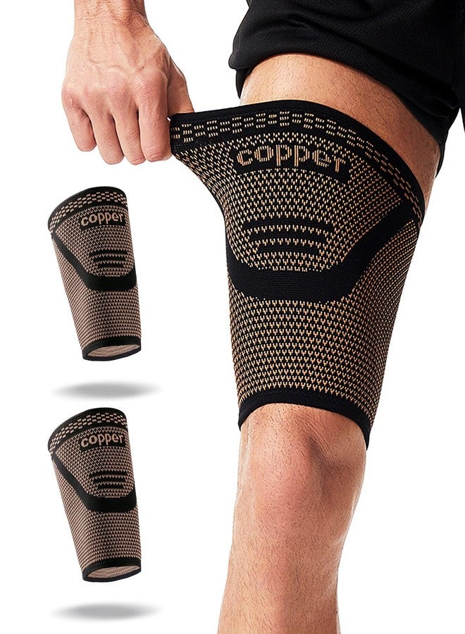 FVVWVV 1 Pair Thigh Compression Sleeve, Hamstring Compression Sleeve for Men and Women, Anti-Slip Upper Leg Sleeves for Recovery, Running, Sports and Workout - Image 1