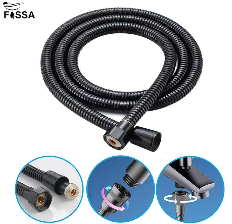 FOSSA Shower Hose Pipe – 1 Meter Jet Spray Pipe for Toilet & Health Faucet | Leak-Proof, High-Pressure, Flexible Bathroom Hose | Black (Matte Finish) - Image 3