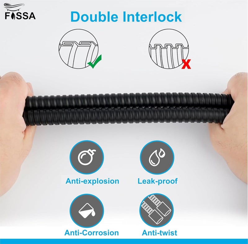 FOSSA Shower Hose Pipe – 1 Meter Jet Spray Pipe for Toilet & Health Faucet | Leak-Proof, High-Pressure, Flexible Bathroom Hose | Black (Matte Finish) - Image 4