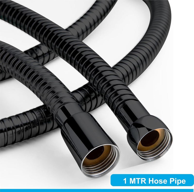 FOSSA Shower Hose Pipe – 1 Meter Jet Spray Pipe for Toilet & Health Faucet | Leak-Proof, High-Pressure, Flexible Bathroom Hose | Black (Matte Finish) - Image 2