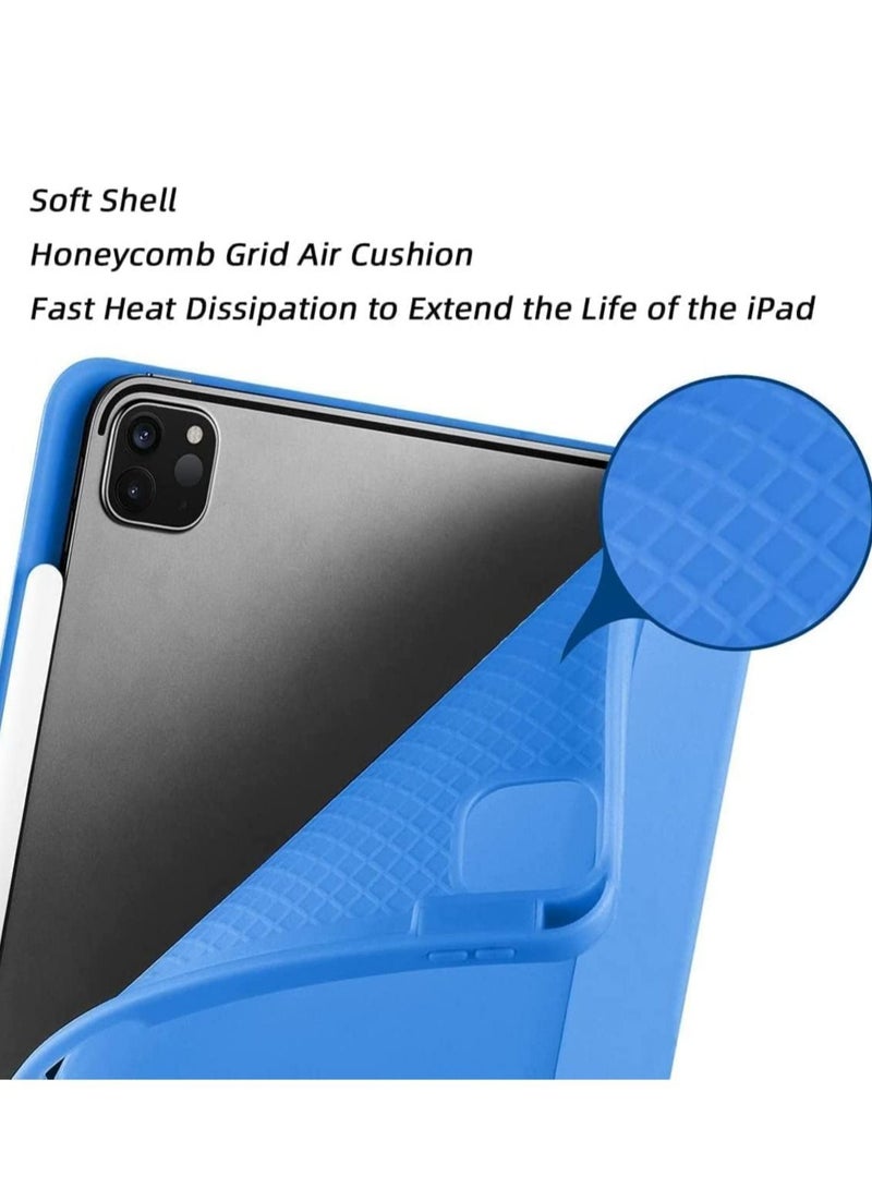 ELTRAZONE Case for iPad Pro 11 Inch 2021(3rd Gen)/2020(2nd Gen) with Pencil Holder [Support iPad 2nd Pencil Charging/Pair] Slim Trifold Stand, Smart Protective Case Cover (Surf Blue) - Image 3