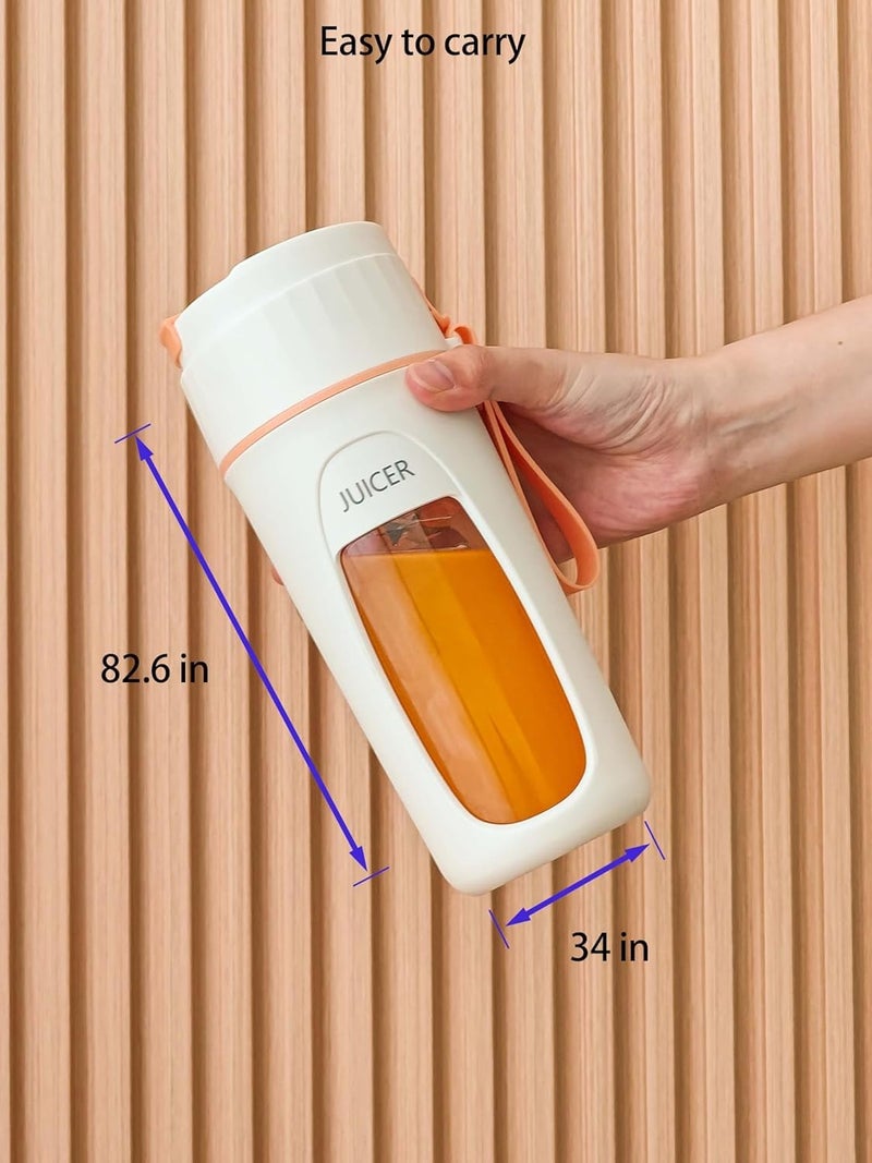 SONIQE Portable Juice Blender Bottle Personal USB Rechargeable Mini Blender Shipper for Shakes and Smoothies Fresh Fruit Electric Juice Mixer for Travel Gym Office and Sports 340ML Off White - Image 2