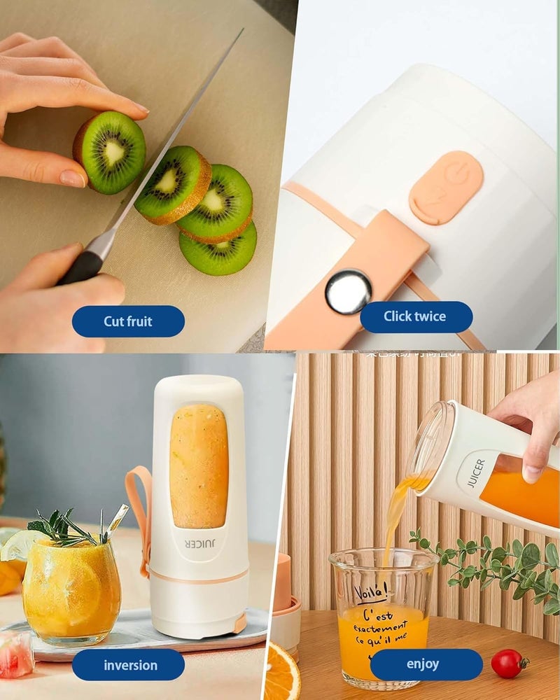 SONIQE Portable Juice Blender Bottle Personal USB Rechargeable Mini Blender Shipper for Shakes and Smoothies Fresh Fruit Electric Juice Mixer for Travel Gym Office and Sports 340ML Off White - Image 3