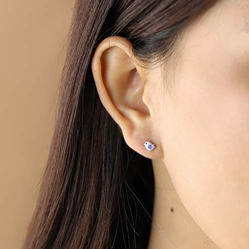 Boma Jewelry Sterling Silver Little Bird Purple Turquoise Heart Stud Earrings - Image 3