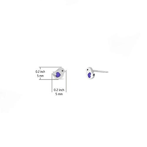 Boma Jewelry Sterling Silver Little Bird Purple Turquoise Heart Stud Earrings - Image 5