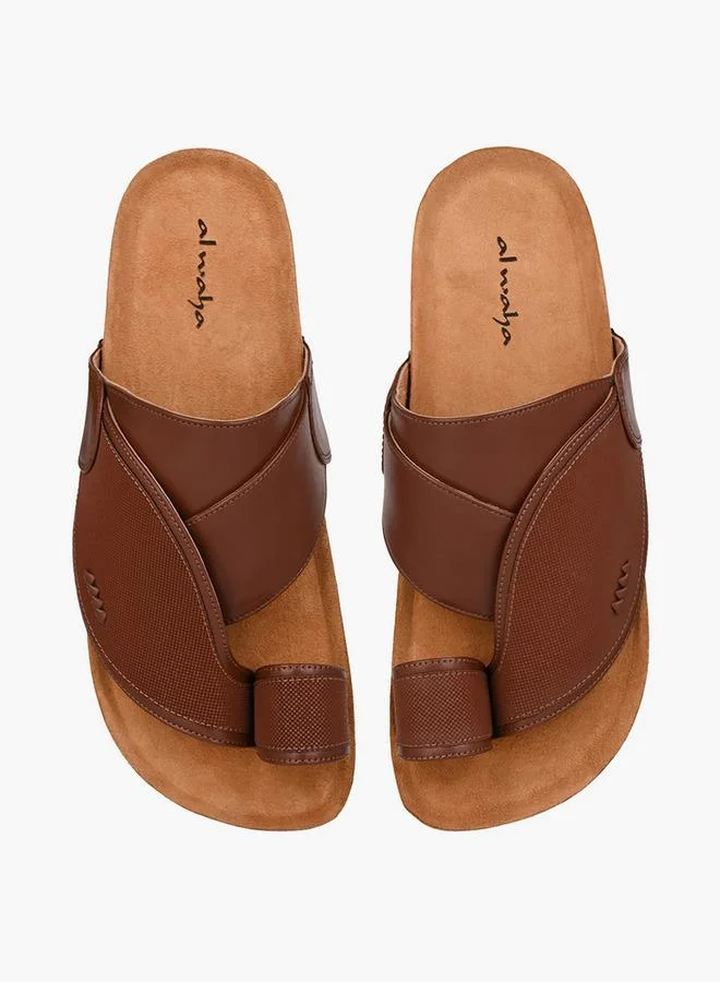 الواحة Men Textured Leather Arabic Sandals