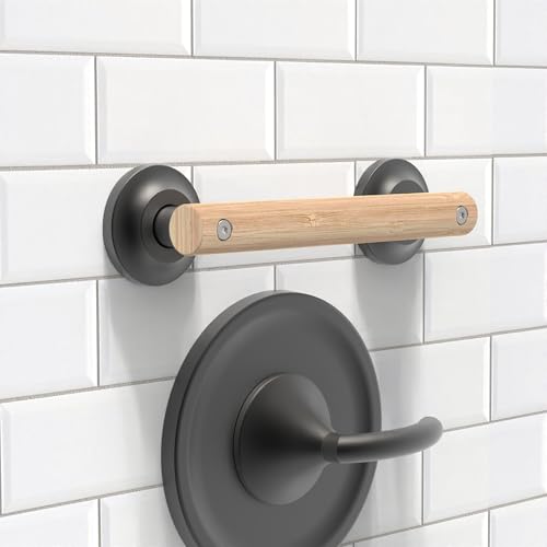 AquaChase Natural Bamboo Grab Bar for Bathroom Toilet ADA Compliant Balance Assist Handrail for Handicap and Seniors 9in Matte Black - Image 3
