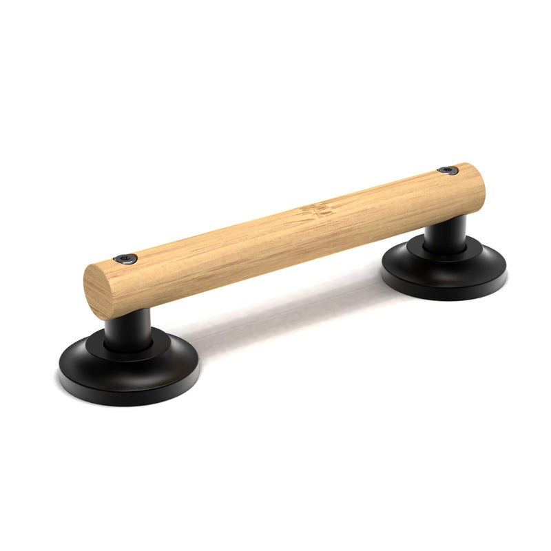AquaChase Natural Bamboo Grab Bar for Bathroom Toilet ADA Compliant Balance Assist Handrail for Handicap and Seniors 9in Matte Black - Image 2