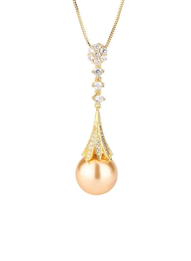 QUAINT Golden Fritillary Pearl Pendant and Earring Set - Image 2