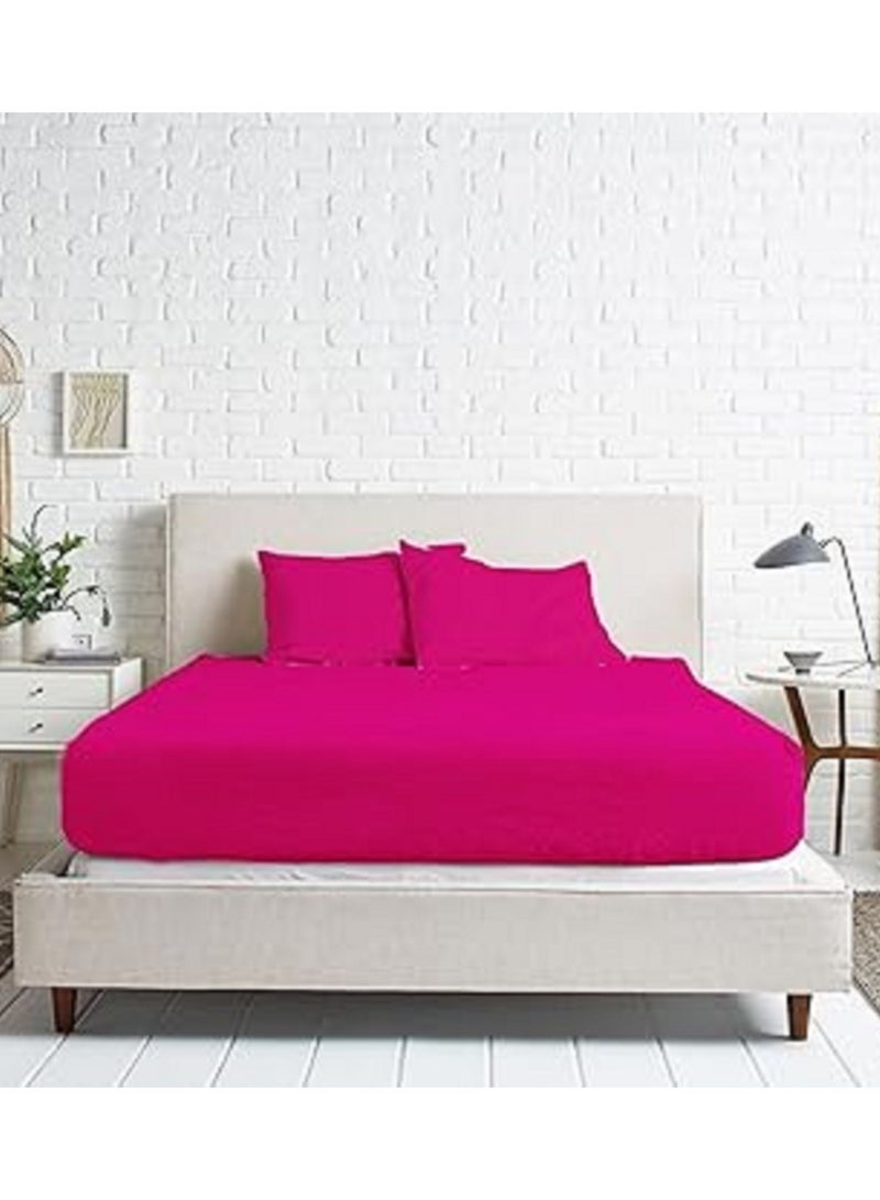 ملاية  سرير قطن سادة 120سم فوشيا