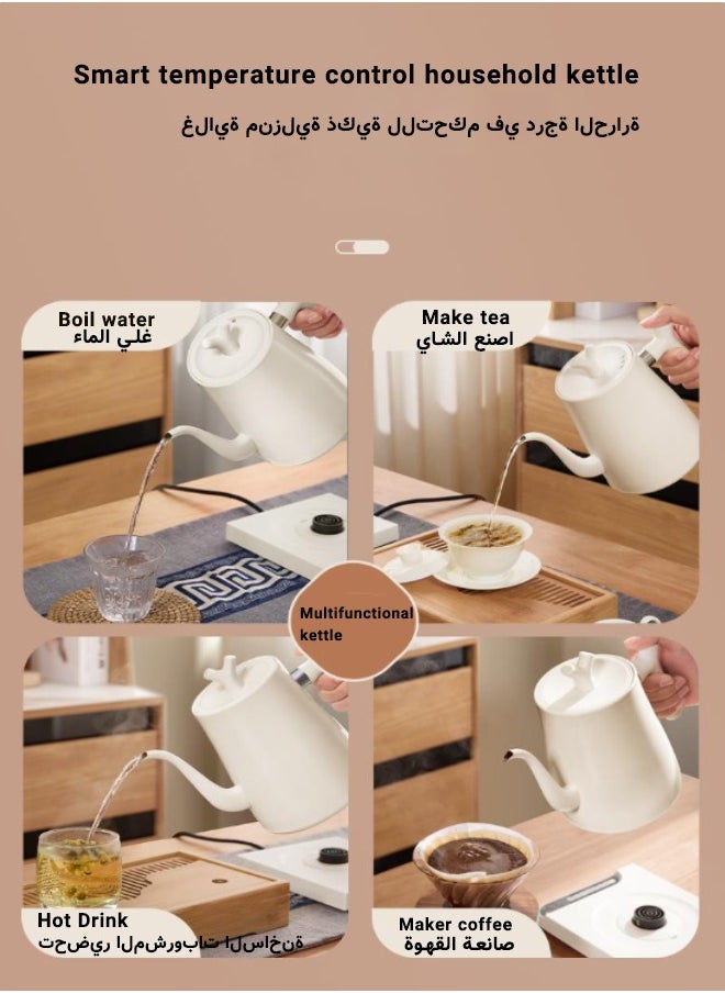Super ZYouth - Smart Electric Gooseneck Kettle 1L 1000W Kettle - with Temperature Indicator and Constant Temperature, 304 Stainless Steel Fast Heating Electric Kettle for Brewing Coffee and Tea, White - Image 1