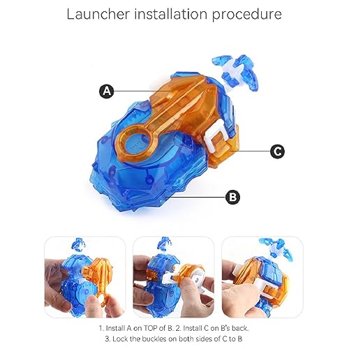 Esste Launcher and Grip, Battling Tops Burst B-184 Custom Bey Launcher LR Left Right Spin DB Layer System (Blue Set) - Image 5