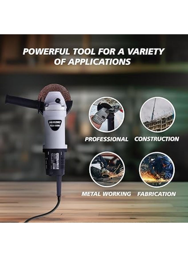 Hikoki ماكينة طحن الزاوية هيكوك 4 بوصة، محرك 715 واط، 110 فولت، مفتاح سناب، خفيفة الوزن 1.5 كجم، طراز PDA100MC9Z – أداة كهربائية مدمجة ومتينة للاحتراف في الطحن والقطع - Image 5