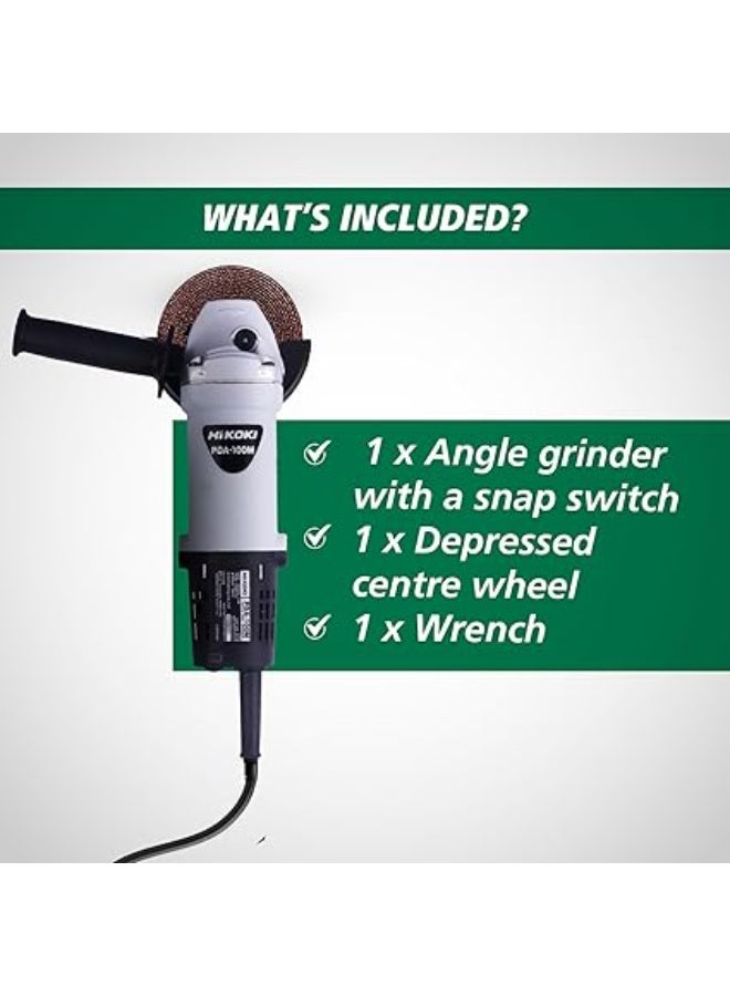 Hikoki ماكينة طحن الزاوية هيكوك 4 بوصة، محرك 715 واط، 110 فولت، مفتاح سناب، خفيفة الوزن 1.5 كجم، طراز PDA100MC9Z – أداة كهربائية مدمجة ومتينة للاحتراف في الطحن والقطع - Image 3