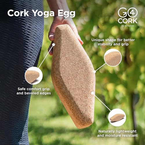 Go4Cork Cork Yoga Egg Block Oval 11 x 4 x 3 Unique Shape for Comfort Grip NonToxic Alternative To Foam Odorless Soft NonSlip Wedge Sustainable Eco Yogi Gift - Image 3