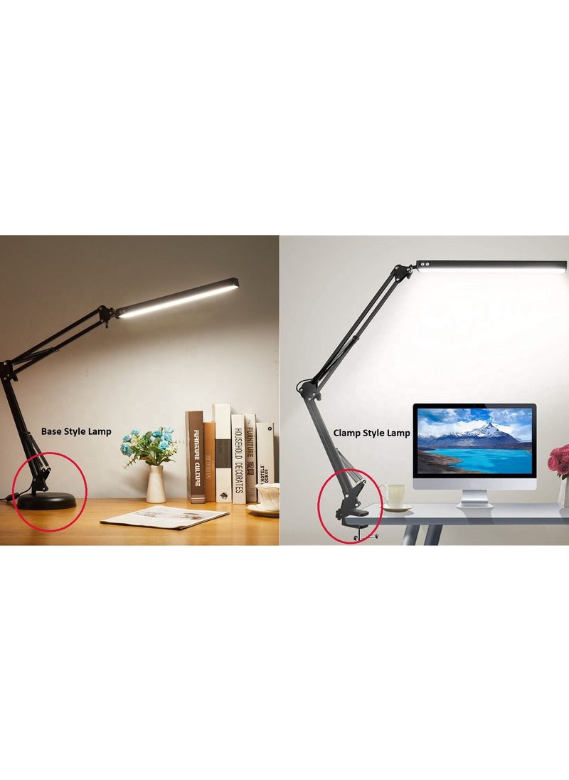 OPULENCE Metal Swing Arm Desk Lamp Interchangeable Base Or Clamp Classic Architect Clip On Study Table Lamp Multi Joint Adjustable Arm 360 LED Rotation Black Finish 3 Color LED 10 Level Dimmable (Black)  - Image 2