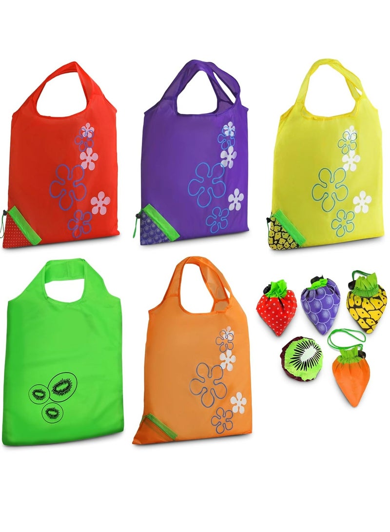 Oasisgalore 5 Pcs Reusable Foldable Grocery Bags With Handles Washable Shopping Tote Bags  - Image 1