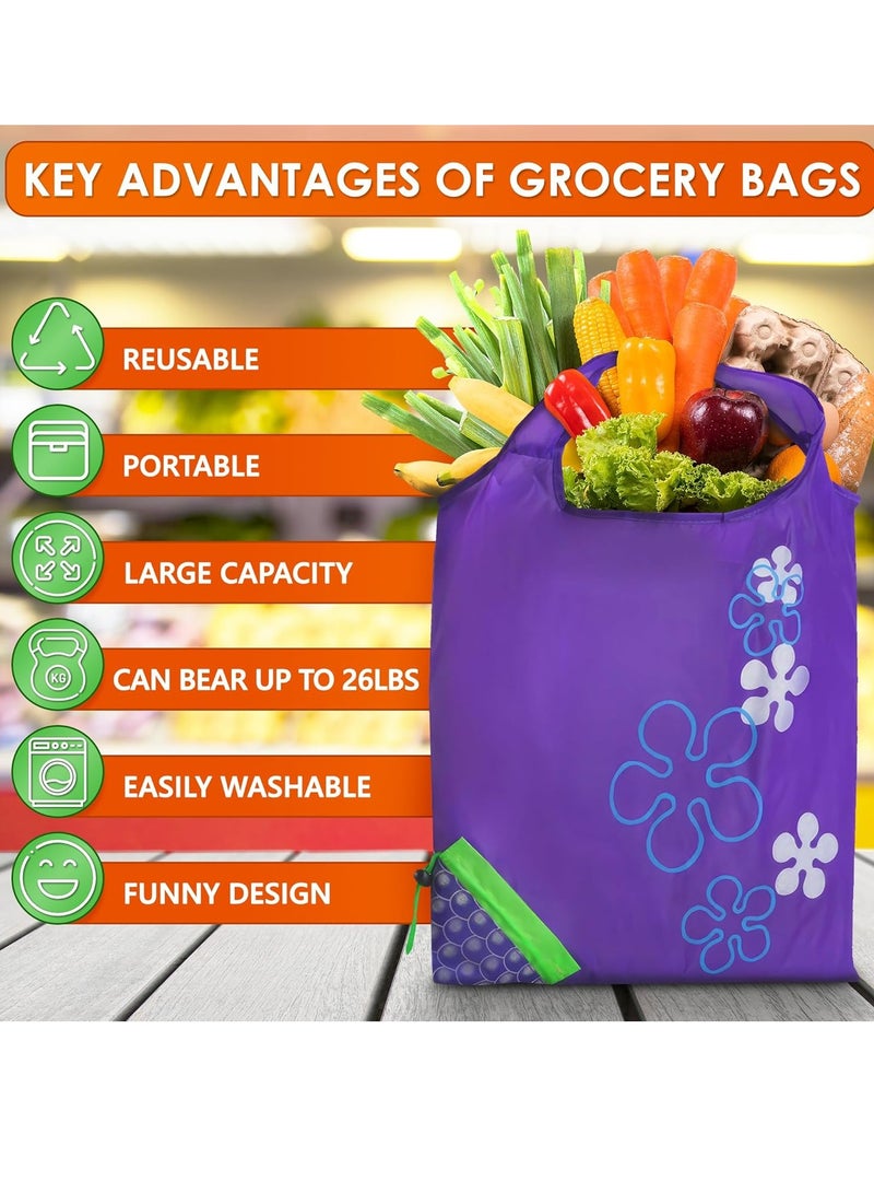 Oasisgalore 5 Pcs Reusable Foldable Grocery Bags With Handles Washable Shopping Tote Bags  - Image 3