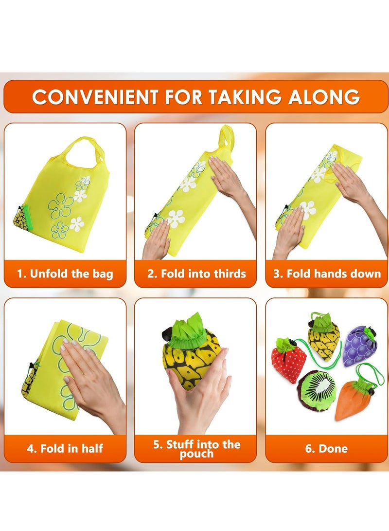 Oasisgalore 5 Pcs Reusable Foldable Grocery Bags With Handles Washable Shopping Tote Bags  - Image 4