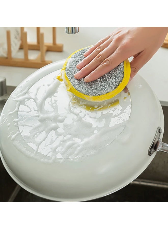 3 Pieces Durable Scrub Scouring Sponge Microfiber Scouring Scrubber Round Dish Washing Sponge Scrubber for Cleaning Dishes Pots - Image 5