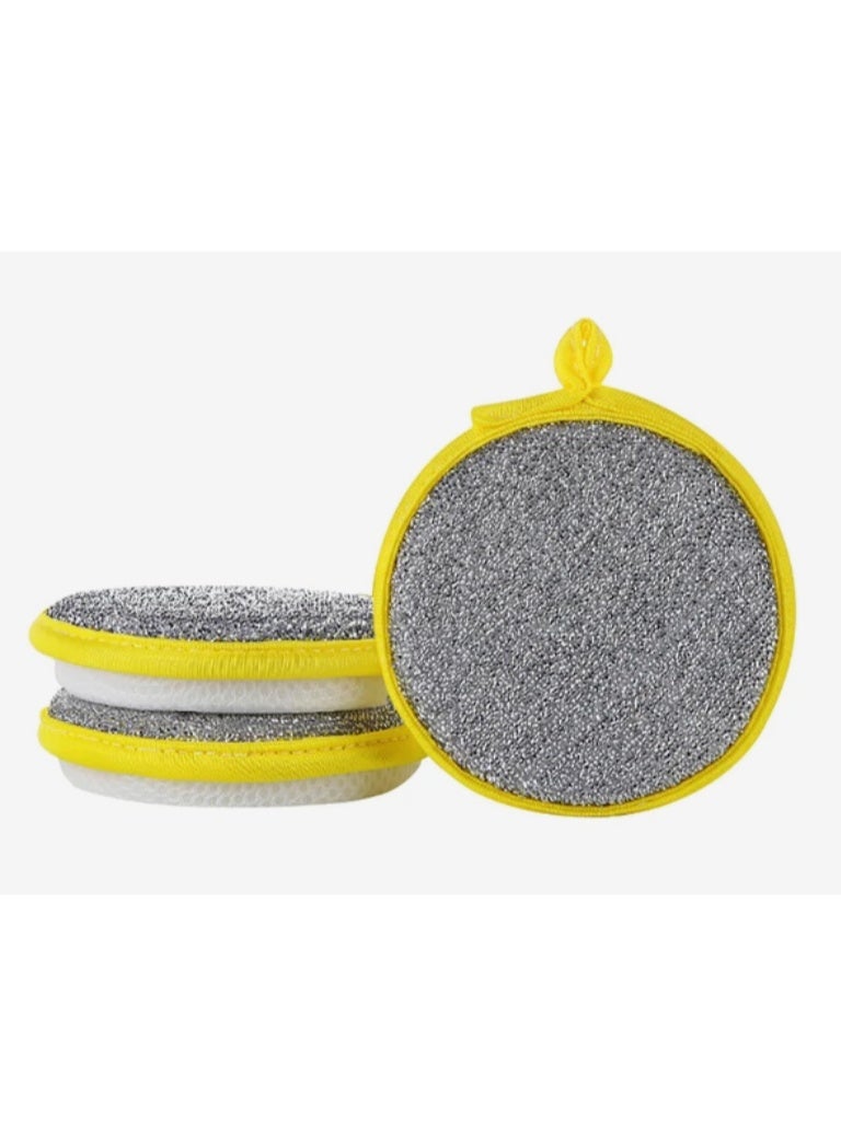 3 Pieces Durable Scrub Scouring Sponge Microfiber Scouring Scrubber Round Dish Washing Sponge Scrubber for Cleaning Dishes Pots - Image 1