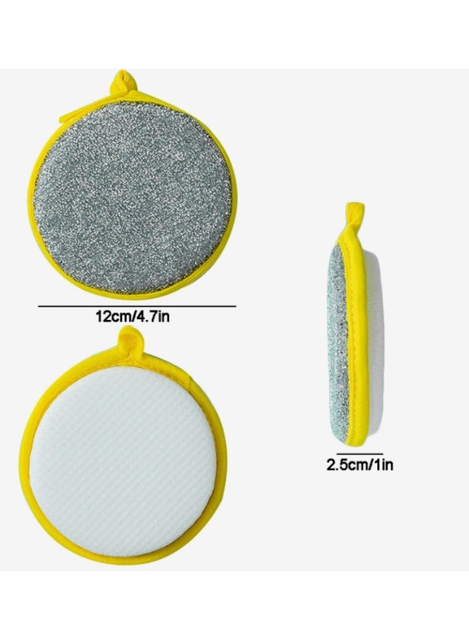 3 Pieces Durable Scrub Scouring Sponge Microfiber Scouring Scrubber Round Dish Washing Sponge Scrubber for Cleaning Dishes Pots - Image 2