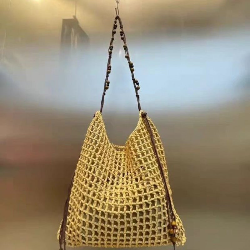 Handwoven Bag For Women Trendy Straw Large Capacity Tote Bag Underarm Bag Shoulder Beach Bag Trendy - Image 2