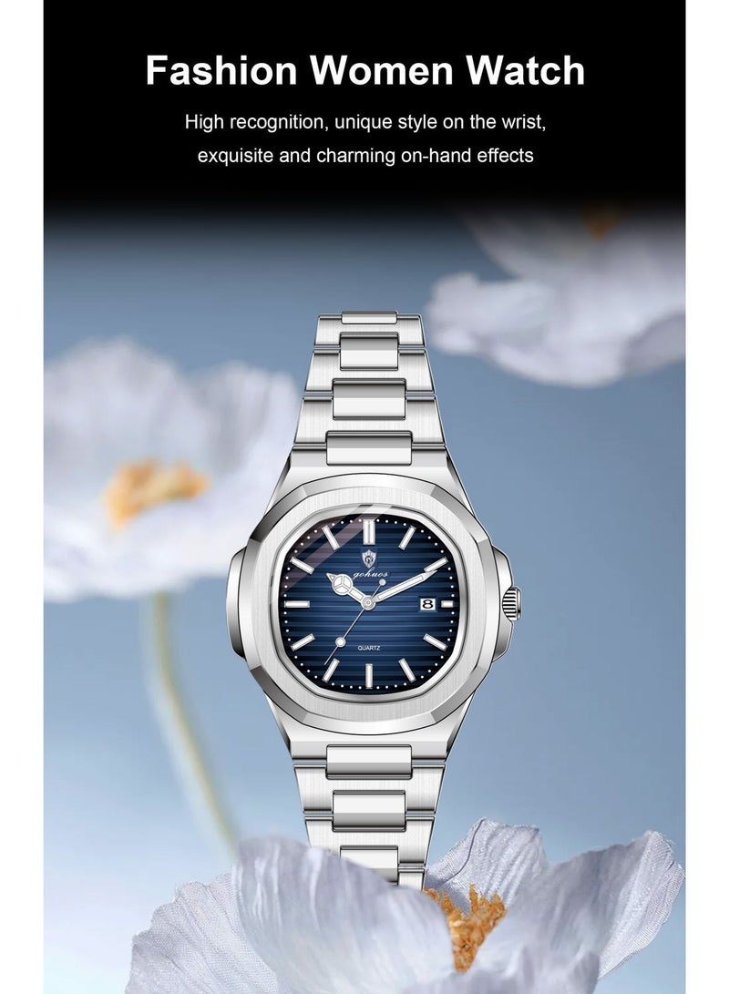 جوهوس ساعة نسائية، سوار من الفولاذ المقاوم للصدأ من أفضل العلامات التجارية، ساعة كوارتز كلاسيكية فاخرة مقاومة للماء ومضيئة، ساعة يد نسائية دائرية أنيقة وعصرية - 31 مم - هدية للأم أو الصديقة - Image 4