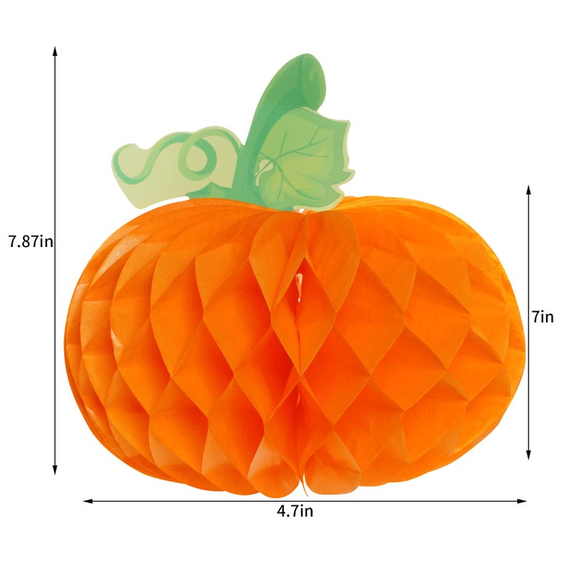 Sucrain 12 Pieces Tissue Paper Pumpkin 3D Honeycomb Pumpkins for Halloween Thanksgiving Party Favor Fall Festival Supplies (Orange  Red  Yellow) - Image 2