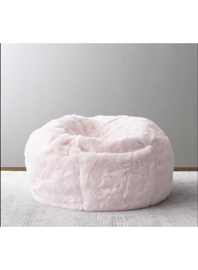 Zayn comforts غطاء كرسي حبوب دائري فاخر من الفرو الصناعي فائق النعومة، مريح وكبير للبالغين (93x92 سم) (وردي)