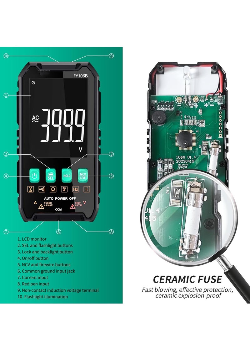 KASTWAVE - Digital Multimeter, Compact Intelligent Multi Tester, NCV Electrical Tester, True RMS 4000 Counts, LCD, Overload Protection, Auto-Ranging, Electric Tools for Househould Outlet, Automotive Battery Test - Image 1