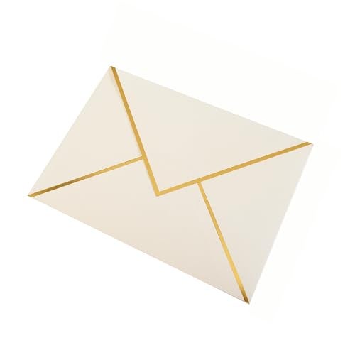 CHRIZ.Z A7 Envelopes - V Flap Foil Border Luxury Mailing Envelopes for 5" x 7" Cards - for Wedding, Invitations, Baby Shower, Photos, Graduation, Birthday, Bridal Shower - 5.25" x 7.25" (Ivory, 25 Pack) - Image 3