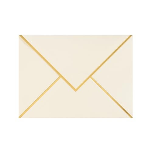 CHRIZ.Z A7 Envelopes - V Flap Foil Border Luxury Mailing Envelopes for 5" x 7" Cards - for Wedding, Invitations, Baby Shower, Photos, Graduation, Birthday, Bridal Shower - 5.25" x 7.25" (Ivory, 25 Pack) - Image 1