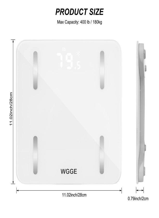 WGGE ميزان قياس نسبة الدهون في الجسم، ميزان حمام رقمي ذكي من WGGE عالي الدقة مع مؤشر كتلة الجسم، ونسبة الدهون في الجسم، ومحلل تكوين الجسم، مزود بتقنية بلوتوث للاتصال بتطبيق الهاتف الذكي، الحد الأقصى للوزن: 180 كجم / 400 رطل - Image 2