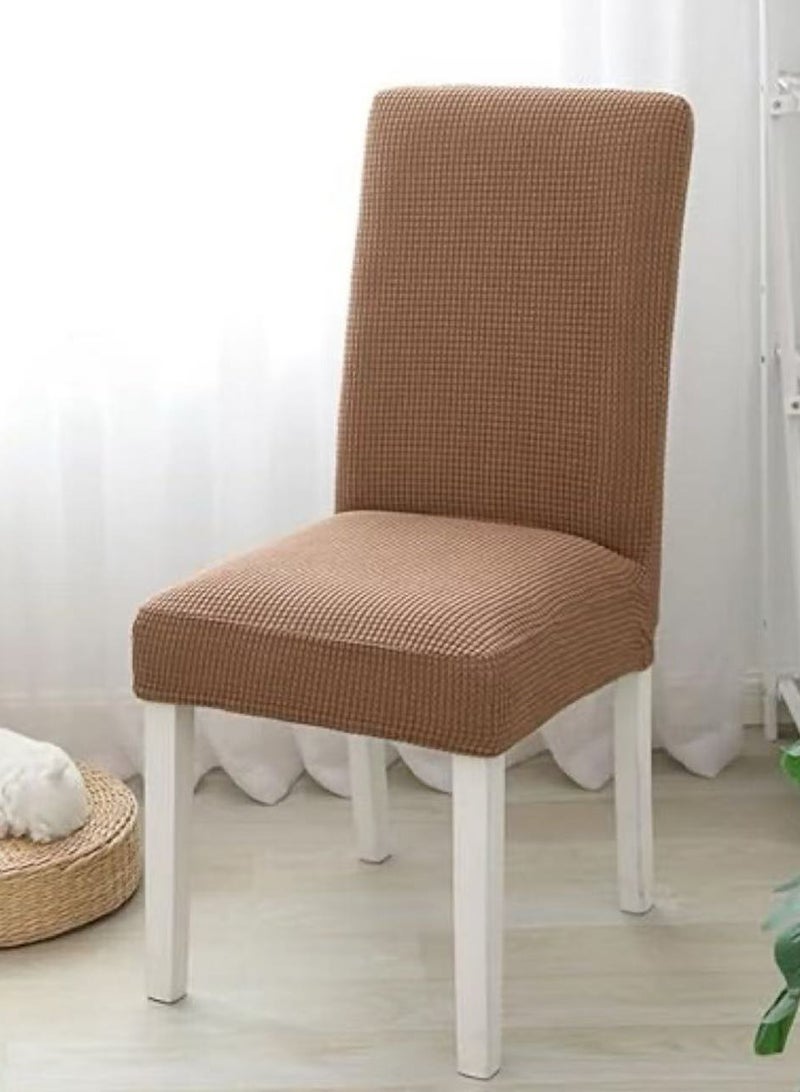 6 PCS Chair Cover Stretch Dining Chair Covers Removable Washable Home Chair Hotel Restaurant Chair Cover Four Seasons Universal Chair Cover for Dining Room, Banquet，Hotel(Brown)  - Image 2