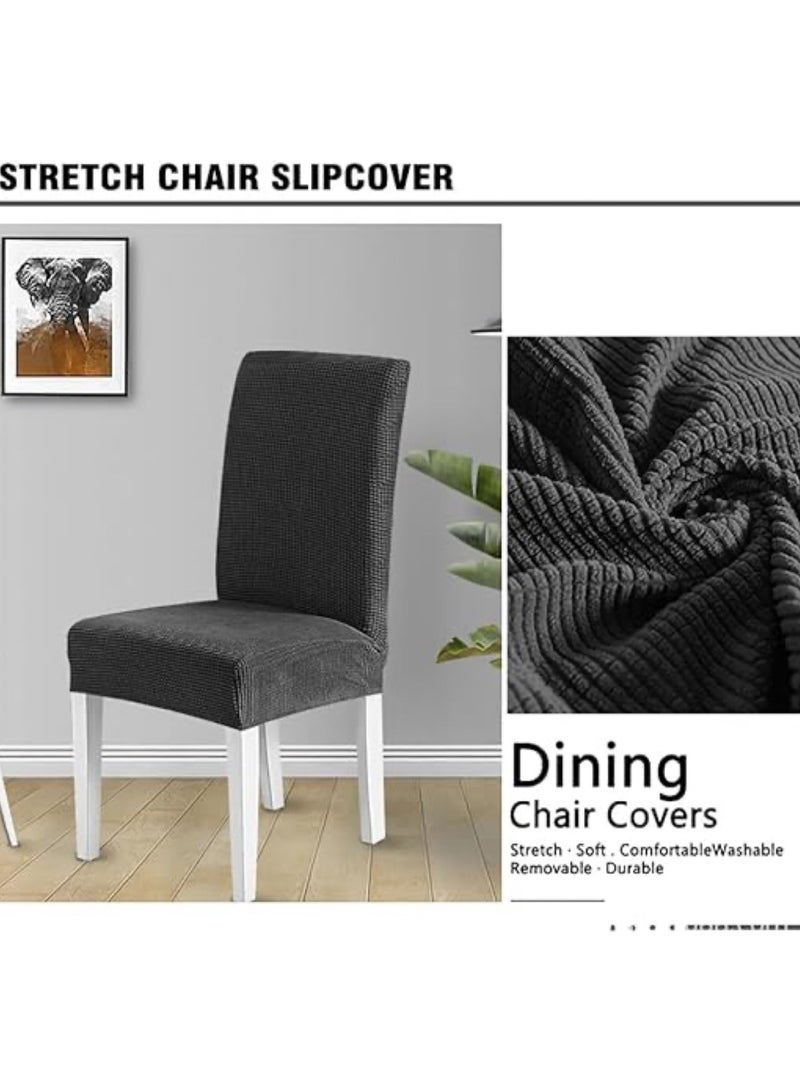 6 PCS Chair Cover Stretch Dining Chair Covers Removable Washable Home Chair Hotel Restaurant Chair Cover Four Seasons Universal Chair Cover for Dining Room, Banquet，Hotel(Brown)  - Image 4