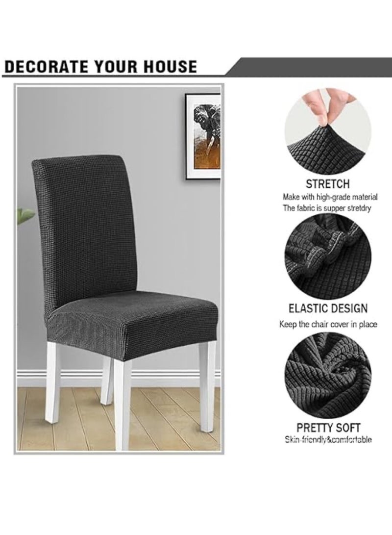 6 PCS Chair Cover Stretch Dining Chair Covers Removable Washable Home Chair Hotel Restaurant Chair Cover Four Seasons Universal Chair Cover for Dining Room, Banquet，Hotel(Brown)  - Image 5
