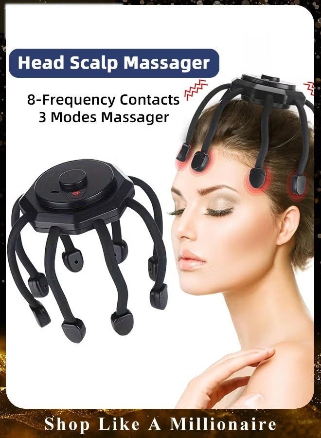 Bukela Electric Scalp Massager Head Massager with 8 Vibrating Contacts & 3 Modes 360 Degree Head Massager Cordless Portable Head Scratcher for Stress Relax - Image 1