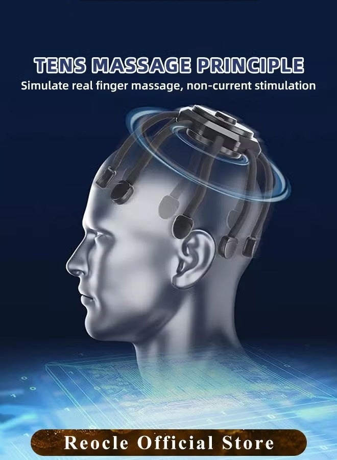 Bukela Electric Scalp Massager Head Massager with 8 Vibrating Contacts & 3 Modes 360 Degree Head Massager Cordless Portable Head Scratcher for Stress Relax - Image 3