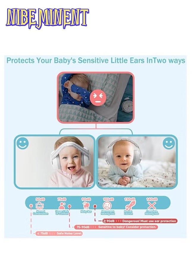 NIBEMINENT Baby Soundproof Earmuffs, 2 In 1 Baby Head-Mounted Ear Defenders, Baby Ear Protection Noise Cancelling Headphones, for 3-24 Months Baby and Toddler Sleeping Studying - Image 5