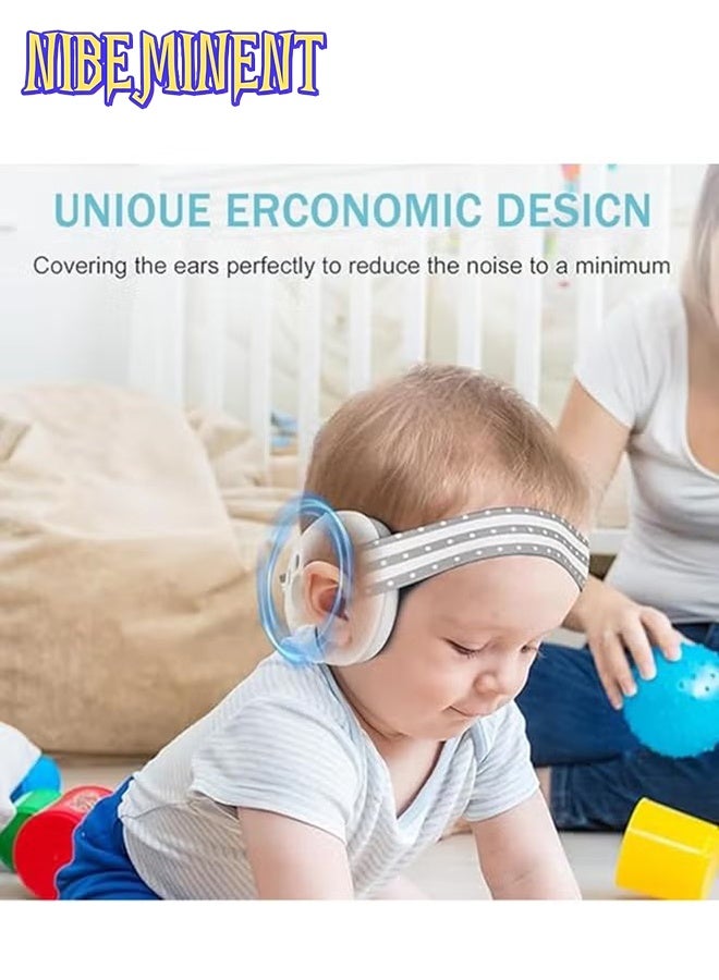 NIBEMINENT Baby Soundproof Earmuffs, 2 In 1 Baby Head-Mounted Ear Defenders, Baby Ear Protection Noise Cancelling Headphones, for 3-24 Months Baby and Toddler Sleeping Studying - Image 2