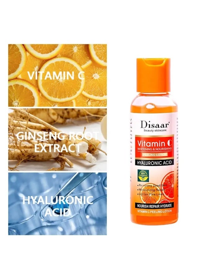 Disaar 100 جرام لوشن تقشير فيتامين سي مستخلص البرتقال تغذية إصلاح ترطيب مرطب جل الجسم للبشرة الداكنة مزيل للبقع لوشن تقشير البرتقال لتفتيح البشرة حمض الهيالورونيك توهج ورطوبة لوشن الجسم - Image 3