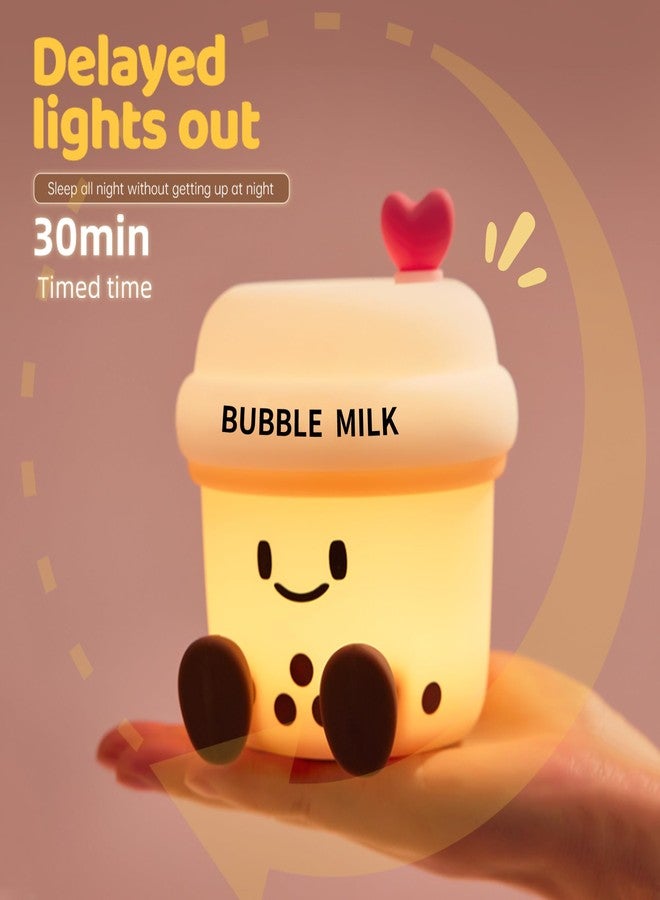 WesData Cute Loving Bubble Milk Cup Night Light, 3-Level Dimmable Soft Light, Timed, Rechargeable, Silicone Bedside Touch Lamp, Creates a Cozy Ambiance, Ideal Decoration and Gift for Girls, Women, and Kids - Image 3