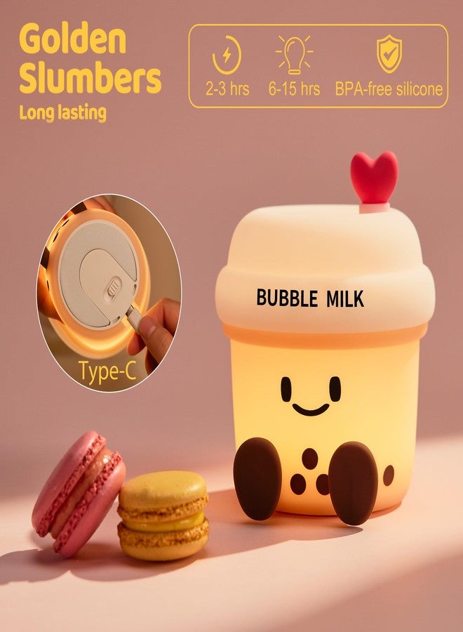 WesData Cute Loving Bubble Milk Cup Night Light, 3-Level Dimmable Soft Light, Timed, Rechargeable, Silicone Bedside Touch Lamp, Creates a Cozy Ambiance, Ideal Decoration and Gift for Girls, Women, and Kids - Image 4