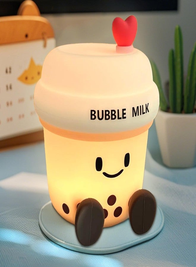 WesData Cute Loving Bubble Milk Cup Night Light, 3-Level Dimmable Soft Light, Timed, Rechargeable, Silicone Bedside Touch Lamp, Creates a Cozy Ambiance, Ideal Decoration and Gift for Girls, Women, and Kids - Image 1