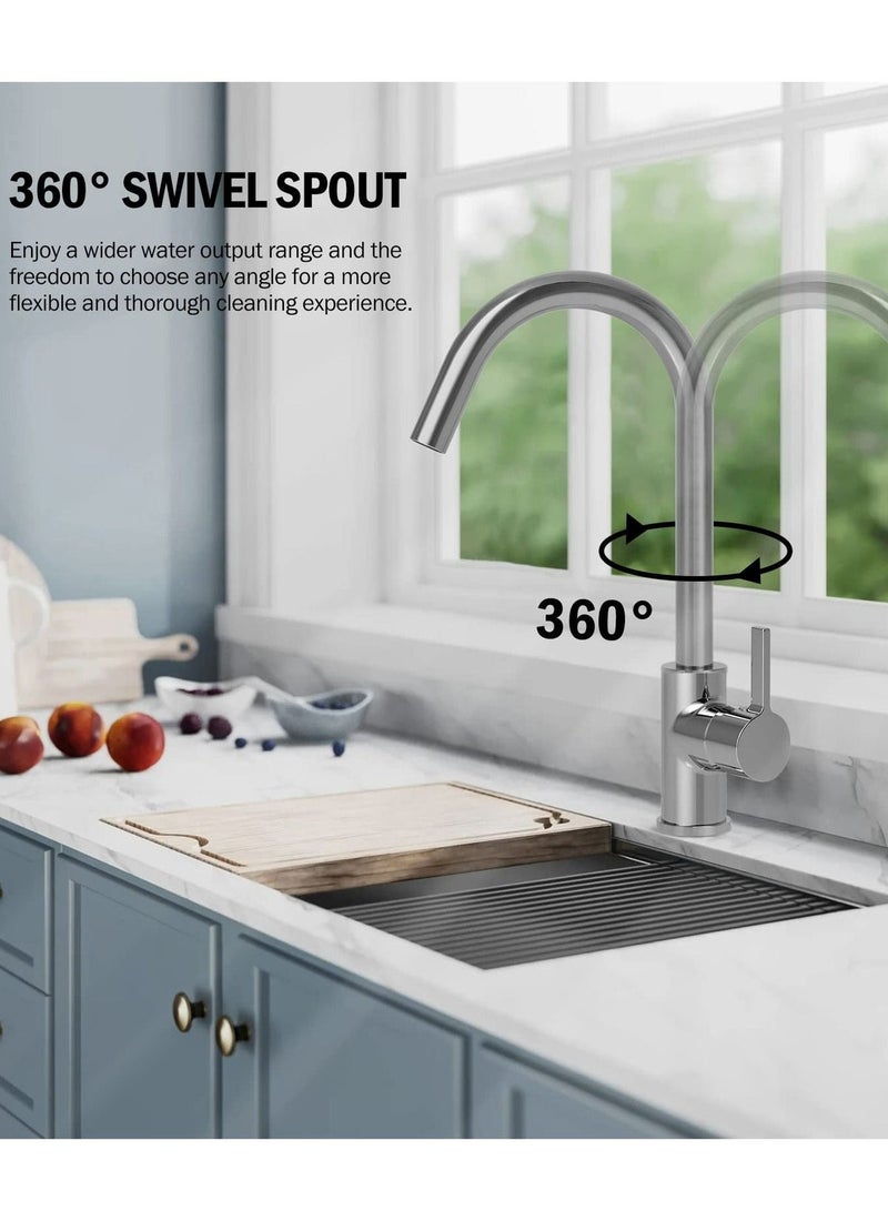 Jomoo 360° Rotating Kitchen Faucet with 2 Sprayer Modes, Water Saving Sink Tap, Chrome - Image 2