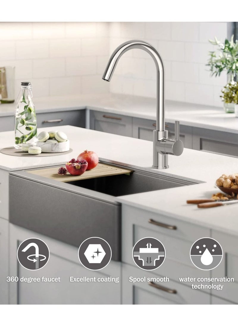 Jomoo 360° Rotating Kitchen Faucet with 2 Sprayer Modes, Water Saving Sink Tap, Chrome - Image 3